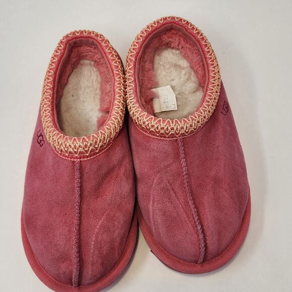 Ugg Tasman Slipper Pink Glow Suede Slip On Mule Women Size 5 Shearling Lined - Picture 2 of 9
